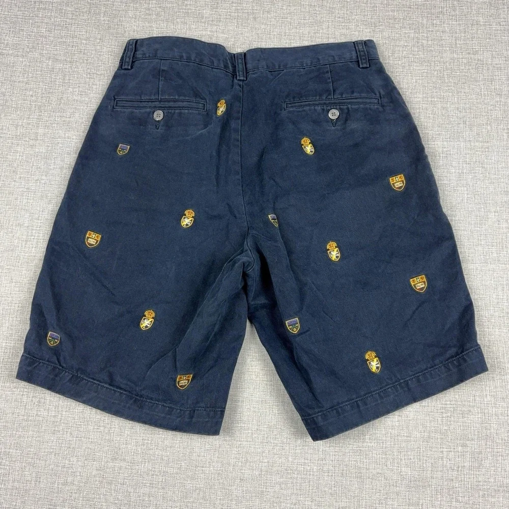 Polo Ralph Lauren Shorts Mens 30 Blue Cotton Crest Embroidered Chino 9 Inseam